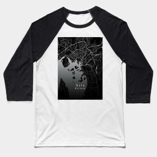 Oslo Norway City Map dark Baseball T-Shirt